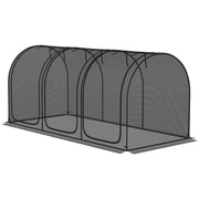 9' x 4' Crop Cage, Garden Plant Protector, with 3 Zippered Doors and 4 Ground Stakes, for Garden, Yard, Lawn, Black