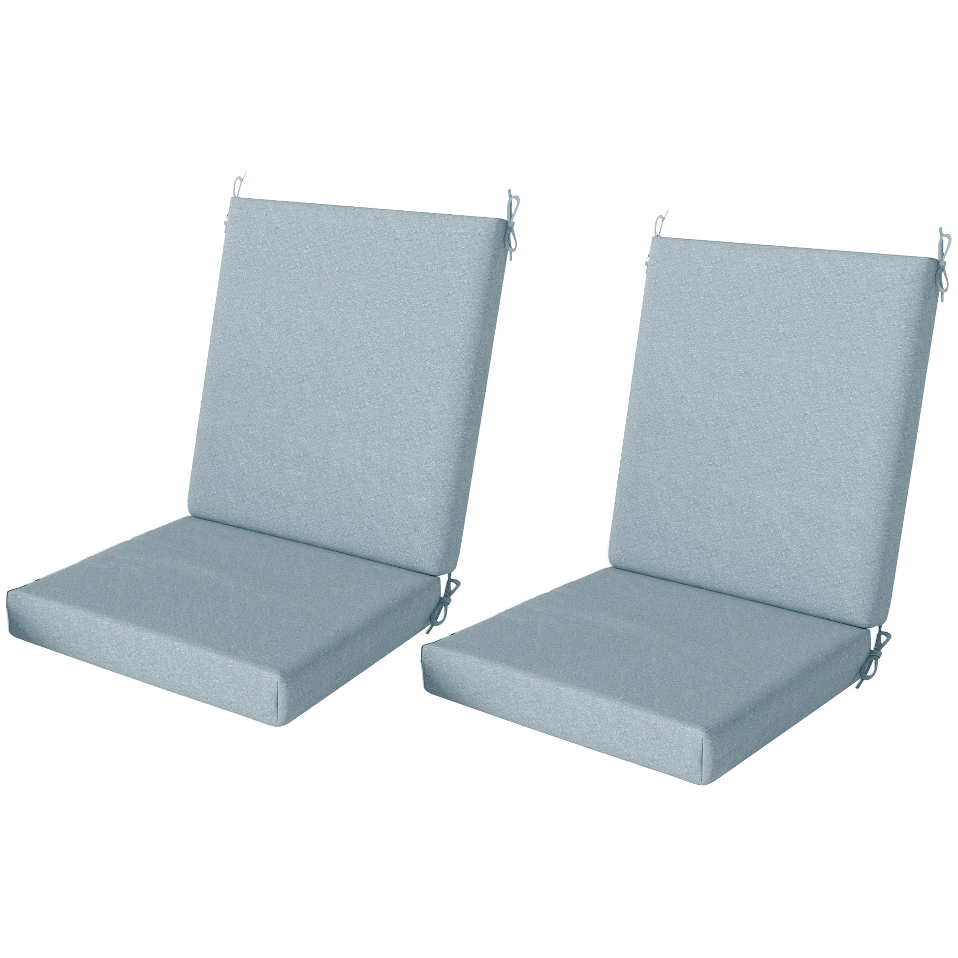 Outdoor Cushions Set of 2 for Dining Chairs, Seat Cushions with Back, Fade-Resistant Yarn-Dyed Polyester, Light Grey
