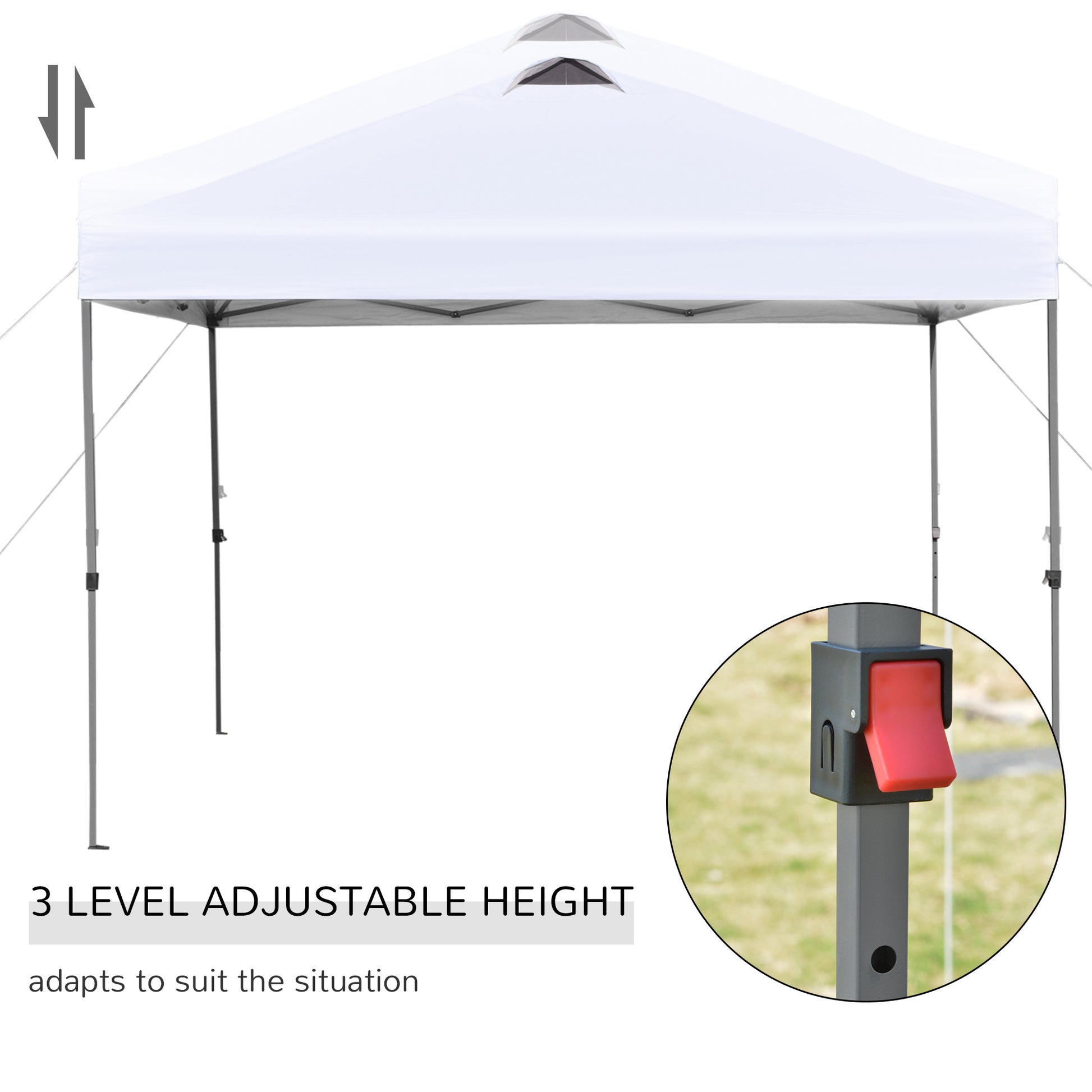 10' x 10' Pop Up Canopy Tent with Airy Top Vents and Wheeled Carry Bag for Outdoor, Garden, Patio, White