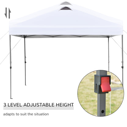 10' x 10' Pop Up Canopy Tent with Airy Top Vents and Wheeled Carry Bag for Outdoor, Garden, Patio, White