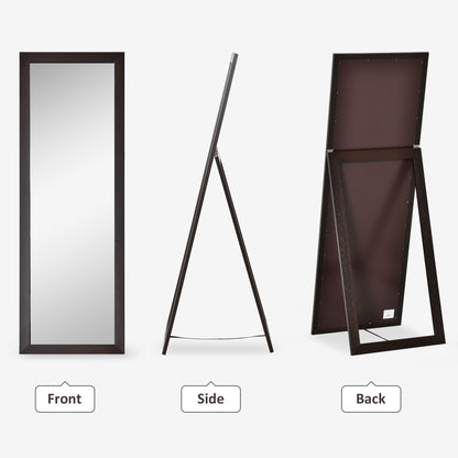 58" x 20" Full Length Mirror with Frame, Floor Standing Mirror, Rectangular Full Body Mirror for Bedroom, Living Room, Brown