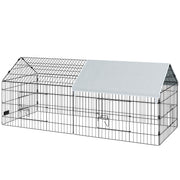 73" Small Animal Cage with Roof, Indoor/Outdoor Use, for Chicken, Rabbits, Chinchillas, Silver