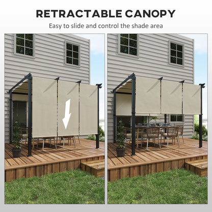 10' x 10' Metal Pergola, Outdoor Pergola with Retractable Canopy, for Garden, Patio, Backyard, Deck
