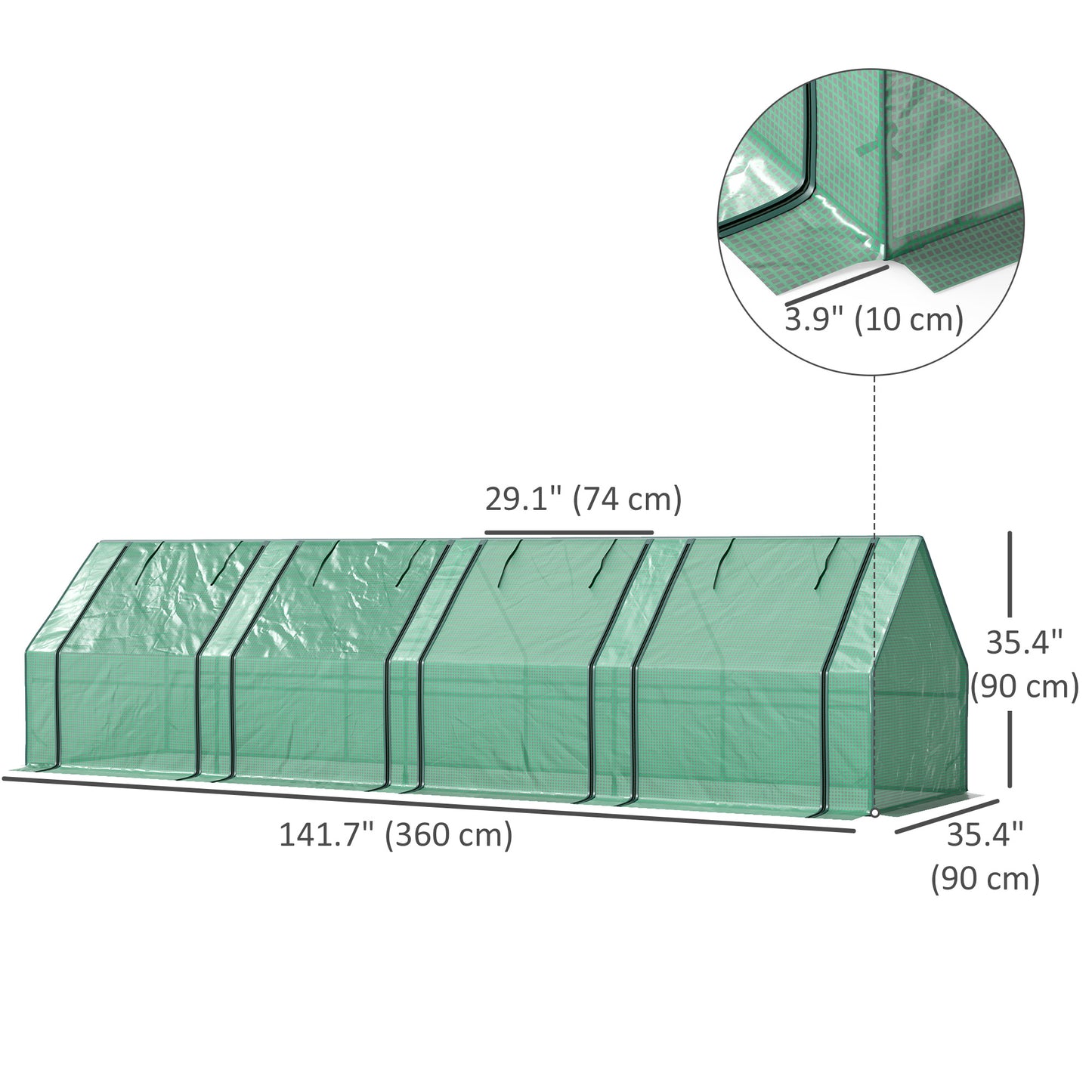 Portable Mini Greenhouse Tunnel Growing Tent Plants Flower Warm House w/ Zippered Roll-up Doors, Green