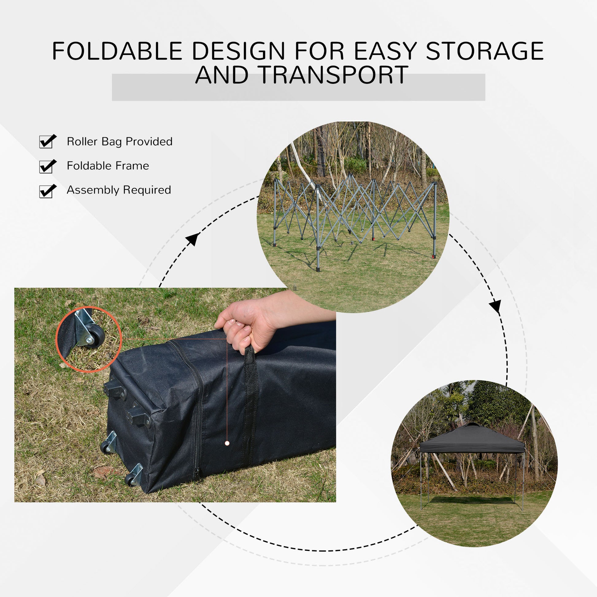 10' x 10' Pop Up Canopy Tent with Airy Top Vents and Wheeled Carry Bag for Outdoor, Garden, Patio, Black