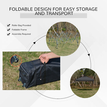 10' x 10' Pop Up Canopy Tent with Airy Top Vents and Wheeled Carry Bag for Outdoor, Garden, Patio, Black