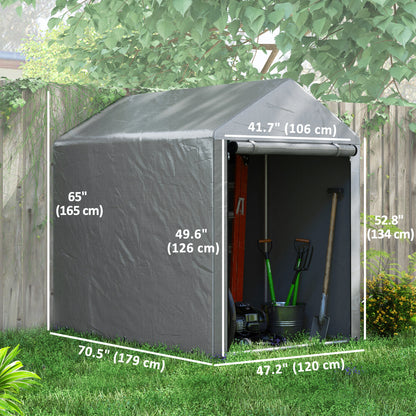 4 x 6ft Outdoor Storage Shed Tent, Portable Shed with Roll-up Door for Motorcycle, Bike, Garden Tools