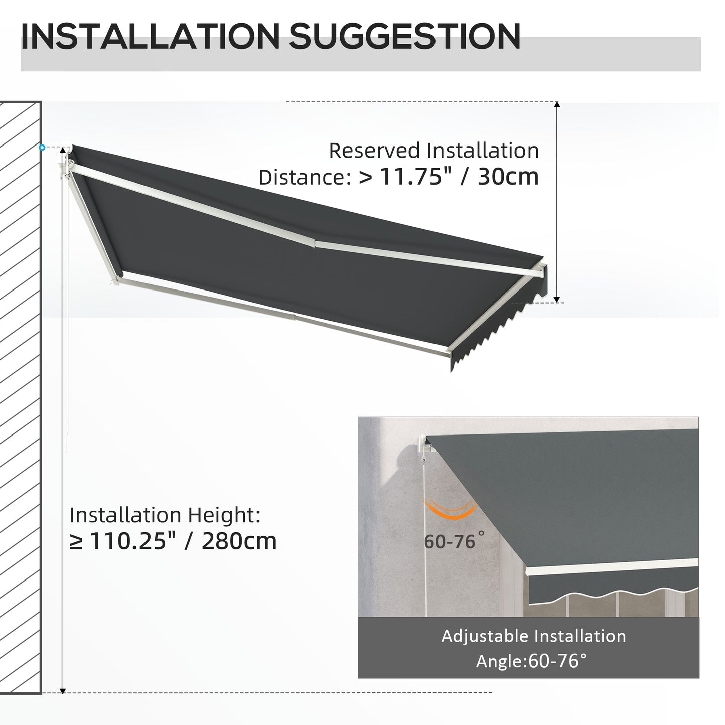 13' x 10' Electric Awning, Retractable Awning Sun Shade Shelter with Remote Controller, Manual Crank Handle and Aluminum Frame, for Deck, Balcony, Yard, Grey