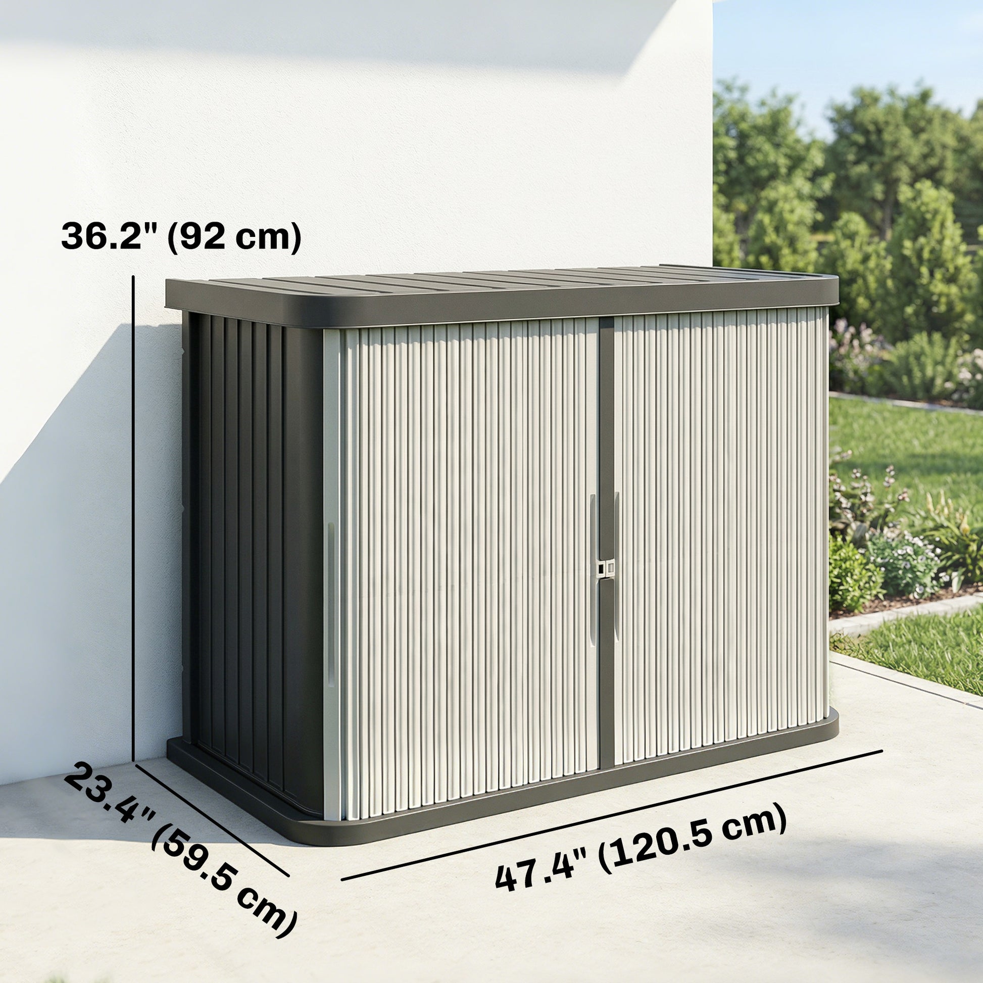 127 Gallon Outdoor Storage Cabinet, UV Resistant Garden Storage Container for Patio, Porch, Poolside, Grey