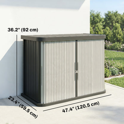 127 Gallon Outdoor Storage Cabinet, UV Resistant Garden Storage Container for Patio, Porch, Poolside, Grey