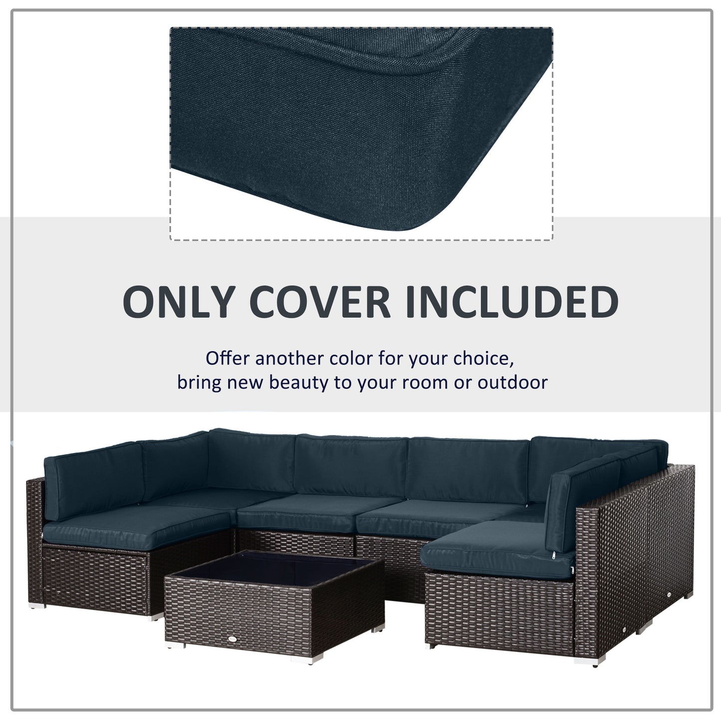 Outdoor Patio Rattan Sofa Set Cushion Polyester Cover Replacement- No Cushion Included