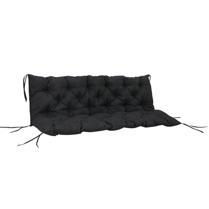 Porch Swing Cushion Garden Bench Cushion with Backrest, Non-Slip 3-Seater Soft Pad, 59.1" x 38.6", Black