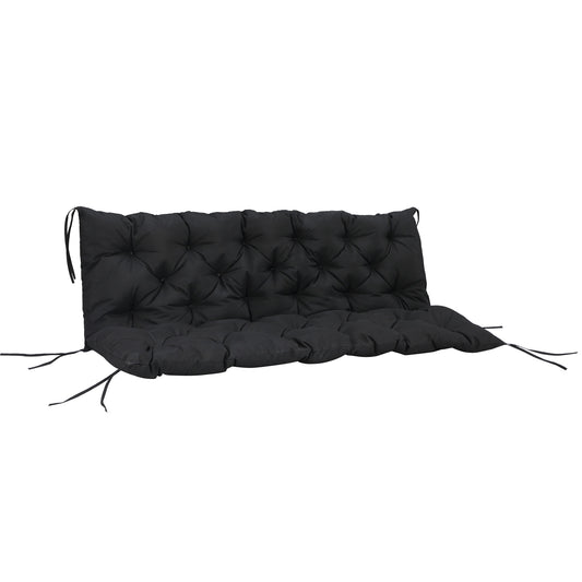 Porch Swing Cushion Garden Bench Cushion with Backrest, Non-Slip 3-Seater Soft Pad, 59.1" x 38.6", Black