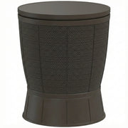 11 Gallon Patio Cooler Side Table, Outdoor Cooler Bar Table with Height Adjustable Top, Drainage Plug, Brown