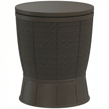 11 Gallon Patio Cooler Side Table, Outdoor Cooler Bar Table with Height Adjustable Top, Drainage Plug, Brown