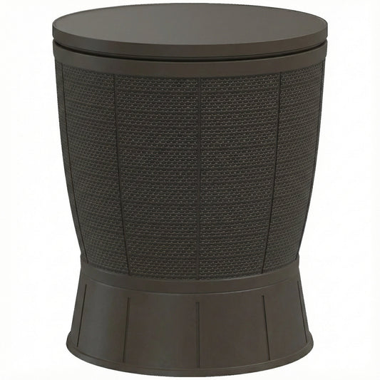 11 Gallon Patio Cooler Side Table, Outdoor Cooler Bar Table with Height Adjustable Top, Drainage Plug, Brown