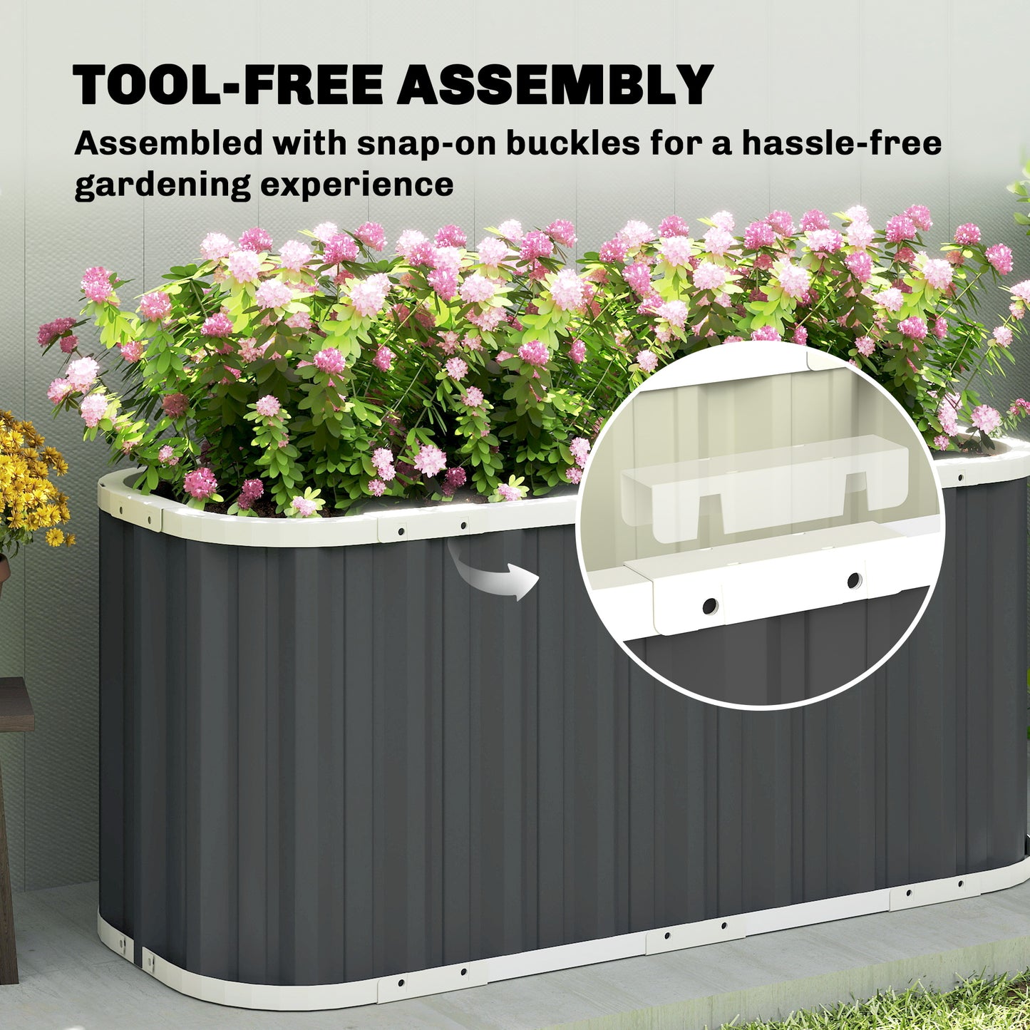 Galvanized Raised Garden Bed, Deep Root Planter Box, Outdoor Garden Bed with Plant Labels, 5' x 2' x 2', Dark Grey