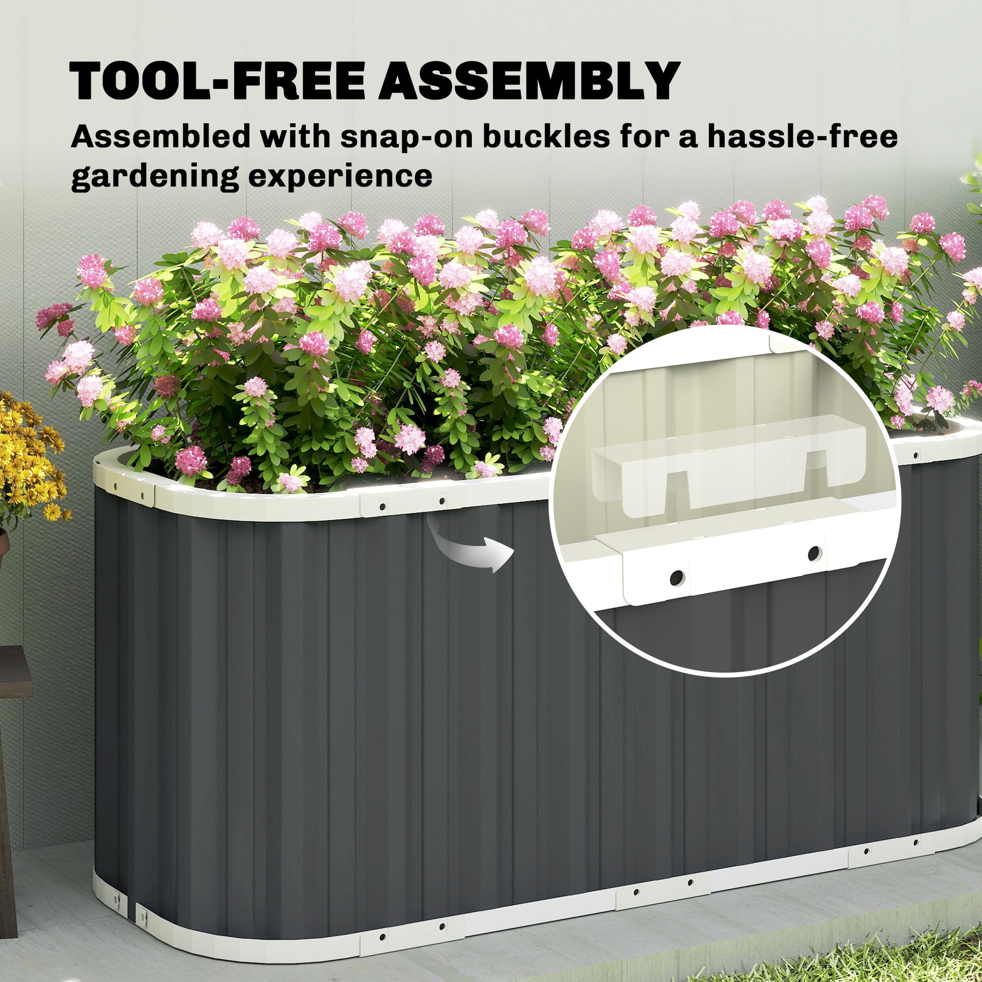 Galvanized Raised Garden Bed, Deep Root Planter Box, Outdoor Garden Bed with Plant Labels, 5' x 2' x 2', Dark Grey