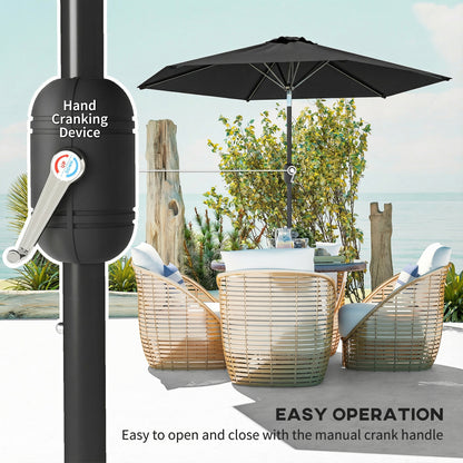 Patio Sun Umbrella, Outdoor Parasol with 6 Ribs, Black