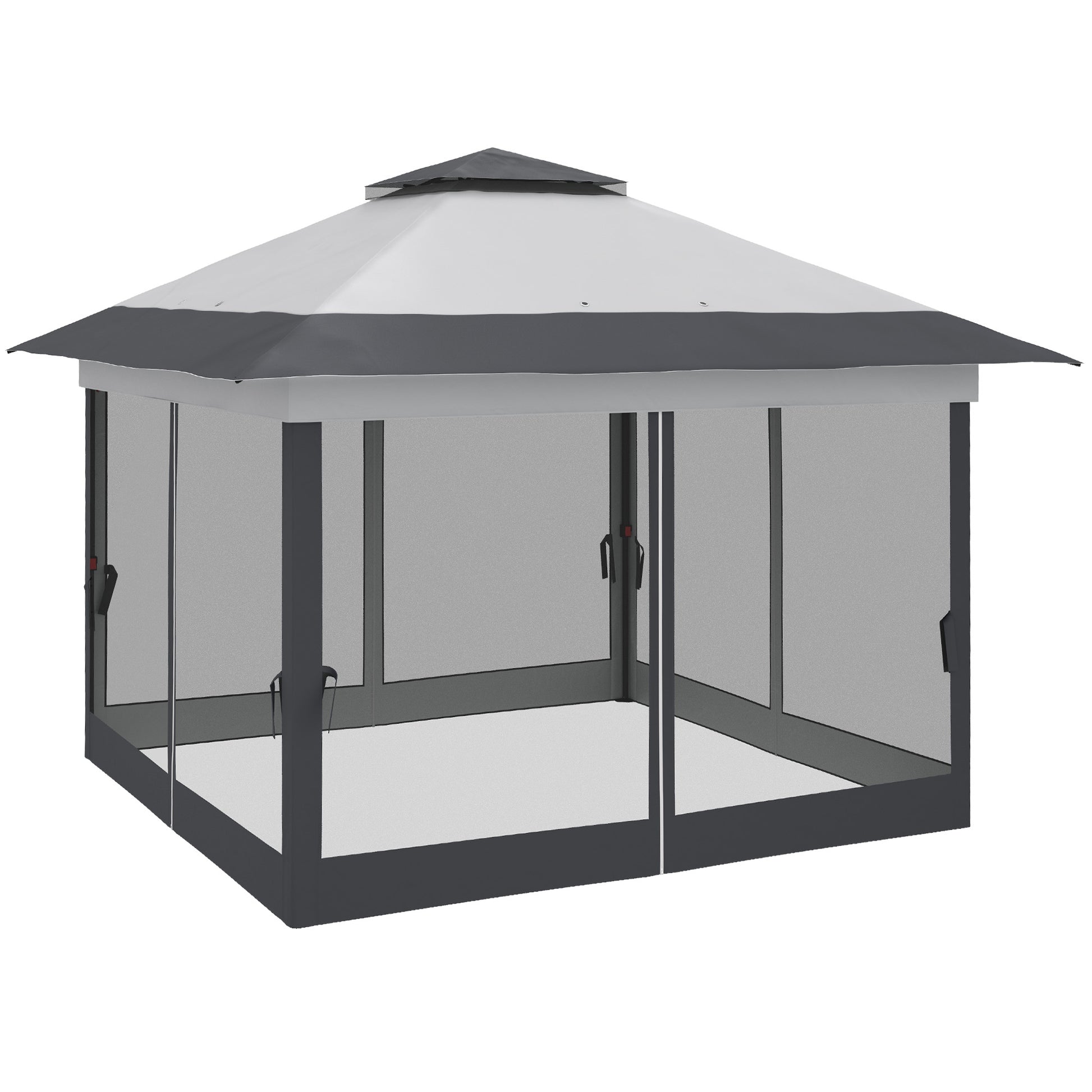 12' x 12' Foldable Pop-up Party Tent Instant Canopy Sun Shade Gazebo Shelter with Steel Frame, Dark Grey