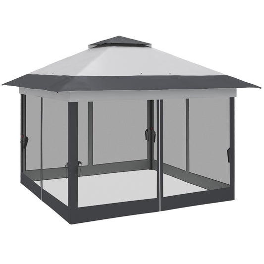 12' x 12' Foldable Pop-up Party Tent Instant Canopy Sun Shade Gazebo Shelter with Steel Frame, Dark Grey