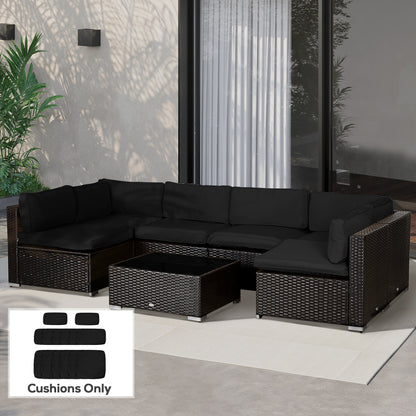 Outdoor 14pc Patio Rattan Sofa Set Cushion Polyester Cover Replacement Set - No Cushion Included, Black