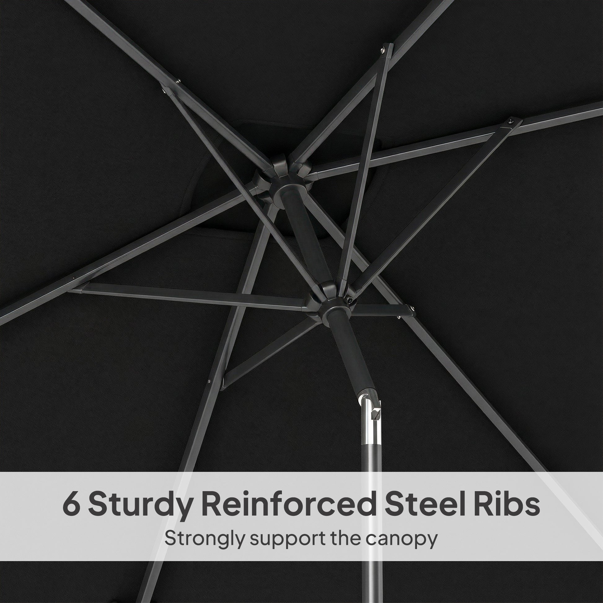 6.4 x 9.7ft Rectangle Aluminum Tilt Patio Umbrella, Garden Market Parasol, Outdoor Sunshade Canopy with Crank, Black