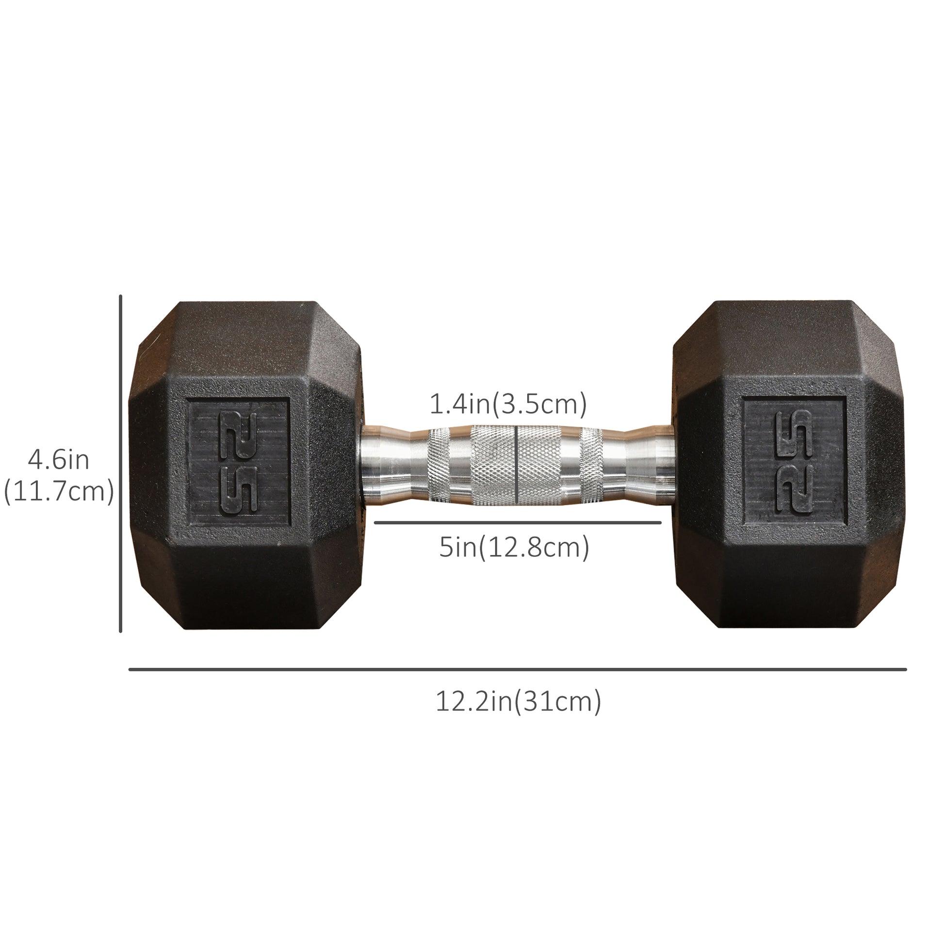Soozier 2 x 25lbs Rubber Dumbbells Weight Set, Dumbbell Hand Weight for Body Fitness Training for Home Office Gym, Black