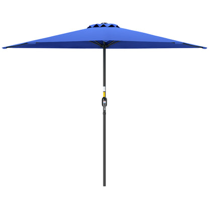 9ft Half Round Umbrella Outdoor Patio Garden Balcony Parasol Window Sun Shade w/ 5 Ribs, Deep Blue