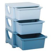 Qaba 3 Tier Kids Toy Organizer and Storage Bins with 3 Plastic Drawers, Blue