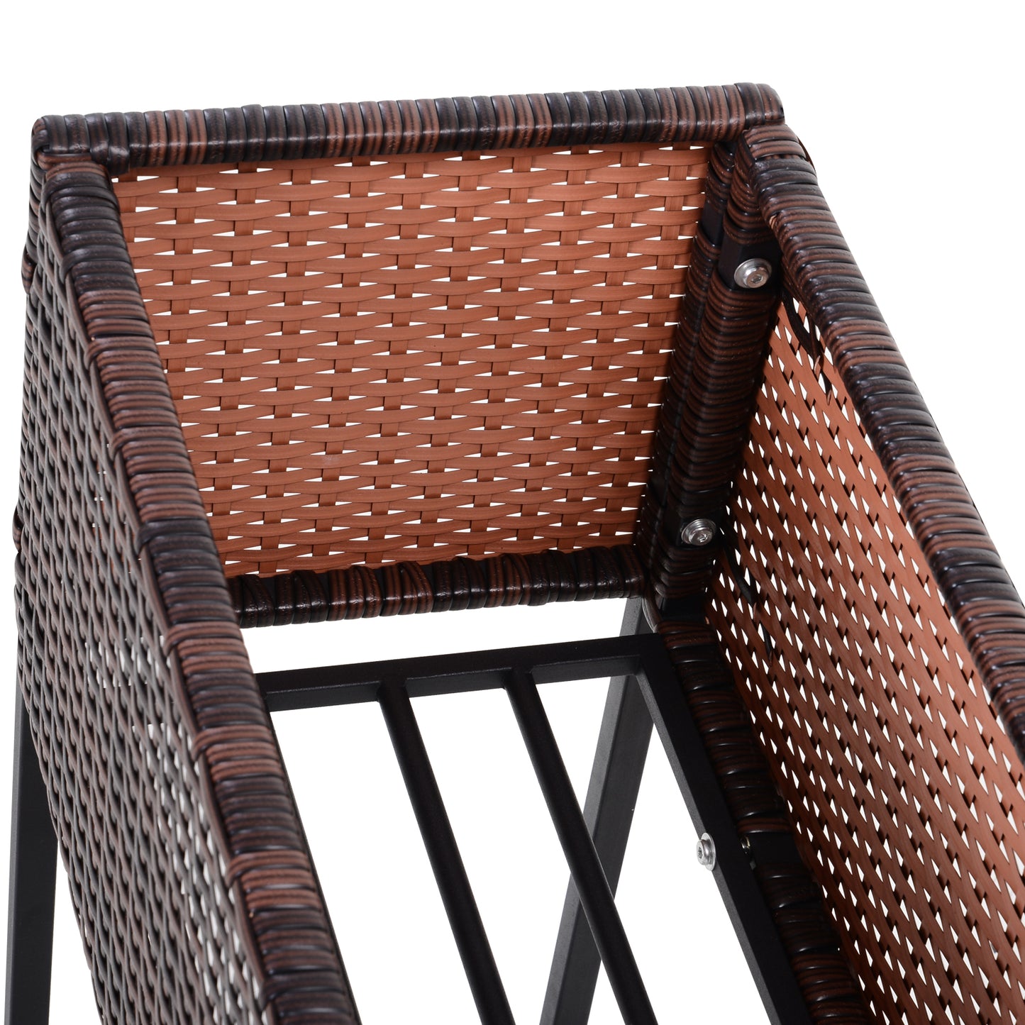 Rattan Raised Garden Boxes, Elevated Flower Beds with Storage Shelf for Herbs, Flowers, Vegetables, Brown