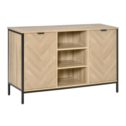 Sideboard Buffet Storage Cabinet Cupboard with 2 Doors and Adjustable Shelves for Dining Room, Kitchen, Living Room, Oak Tone