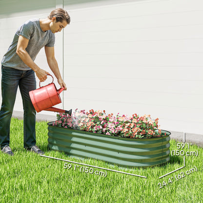 4.9 x 2 x 1ft Galvanized Raised Garden Bed Kit, Metal Planter Box with Safety Edging, Green