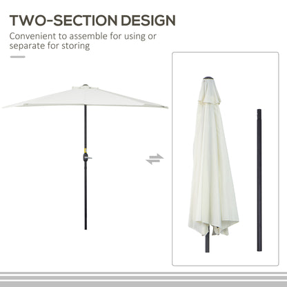 9ft Half Patio Umbrella Round Balcony Umbrella Waterproof Window Sun Shade w/ 5 Ribs Beige