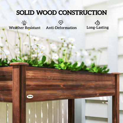 48" x 22" x 30" Wooden Patio Raised Garden Bed Planter, Elevated Planter Box with Legs, Carbonized