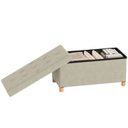 Storage Ottoman Bench, Velvet Upholstered Foldable Ottoman Footrest, Foot Stool with Wood Legs for Living Room, Bedroom