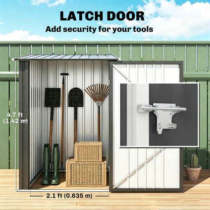 Garden Tool Storage Shed, Small Steel Shed with Lockable Door for Garden & Patio, Galvanized Steel Construction, Dark Gray