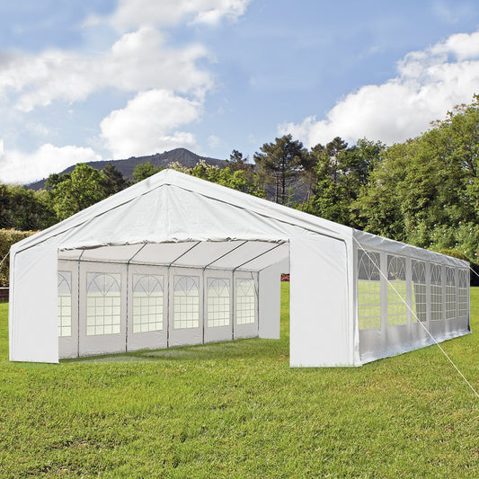 40’x20’ Heavy-duty Large Outdoor Carport Garage Party Event Tent Patio Gazebo Canopy w/ Removable Sidewall White