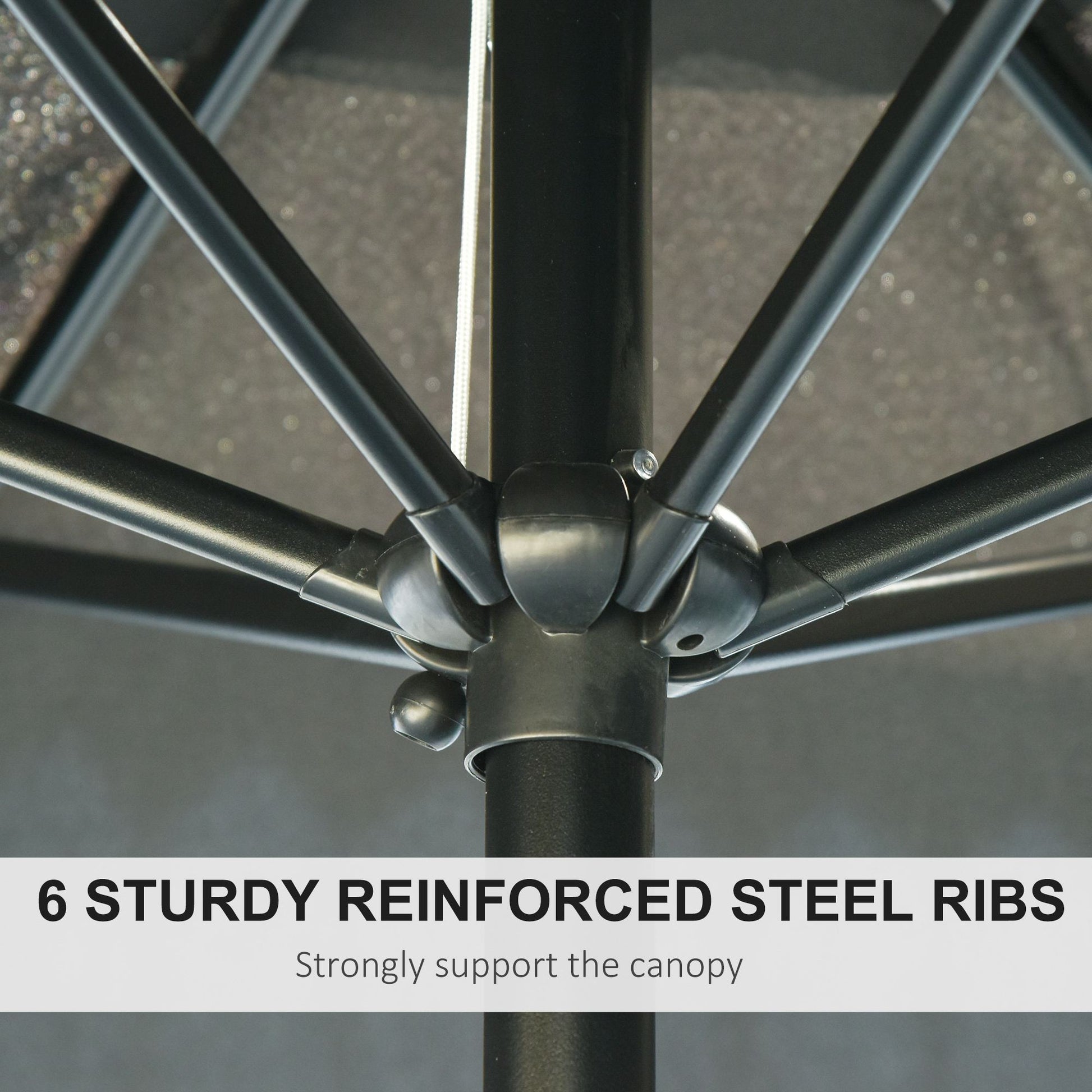 8.5' Round Aluminum Patio Umbrella Garden Parasol Market Sunshade Tilt Canopy w/ 6 Ribs, Crank Handle, Black