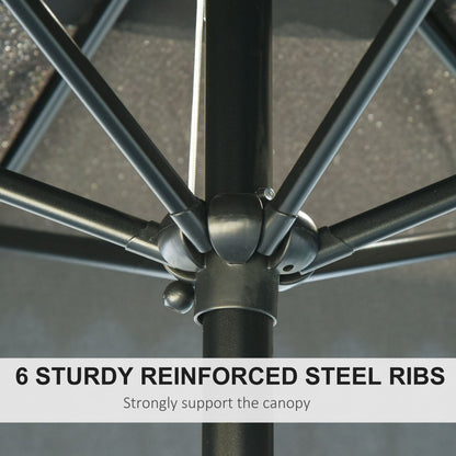 8.5' Round Aluminum Patio Umbrella Garden Parasol Market Sunshade Tilt Canopy w/ 6 Ribs, Crank Handle, Black