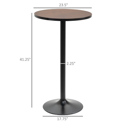 Round Bar Table 41 Inch Height, Industrial High Bistro Table with Metal Base and Elm Wood Top, Bar Height Table for Kitchen, Pub, Breakfast Area