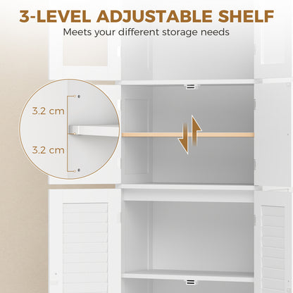 Freestanding Bathroom Cabinet with Glass/Louvred Doors, Tall Bathroom Cabinet for Kitchen, Study, Living Room