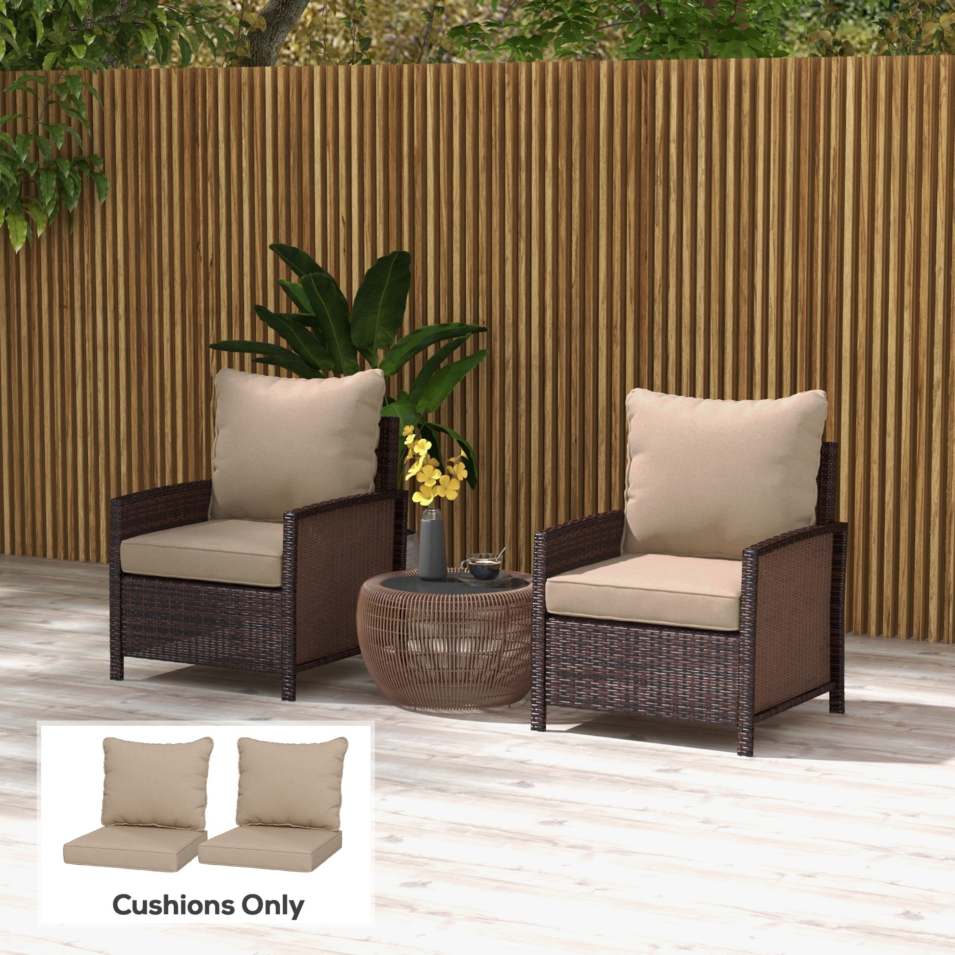 4-Piece Seat Cushion Pillows Replacement, Patio Chair Cushions Set with Back for Indoor Outdoor, Beige