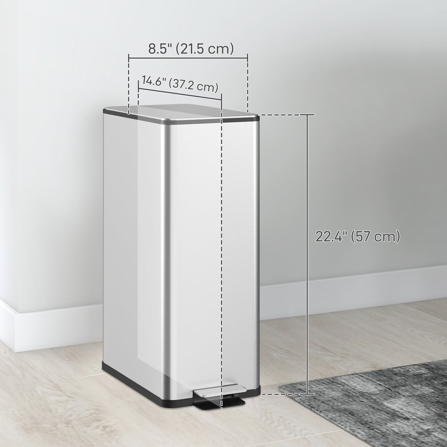 5.3 Gallon Stainless Steel Kitchen Garbage Can with Soft-close Lid, Foot Pedal, Fingerprint-Proof, Silver