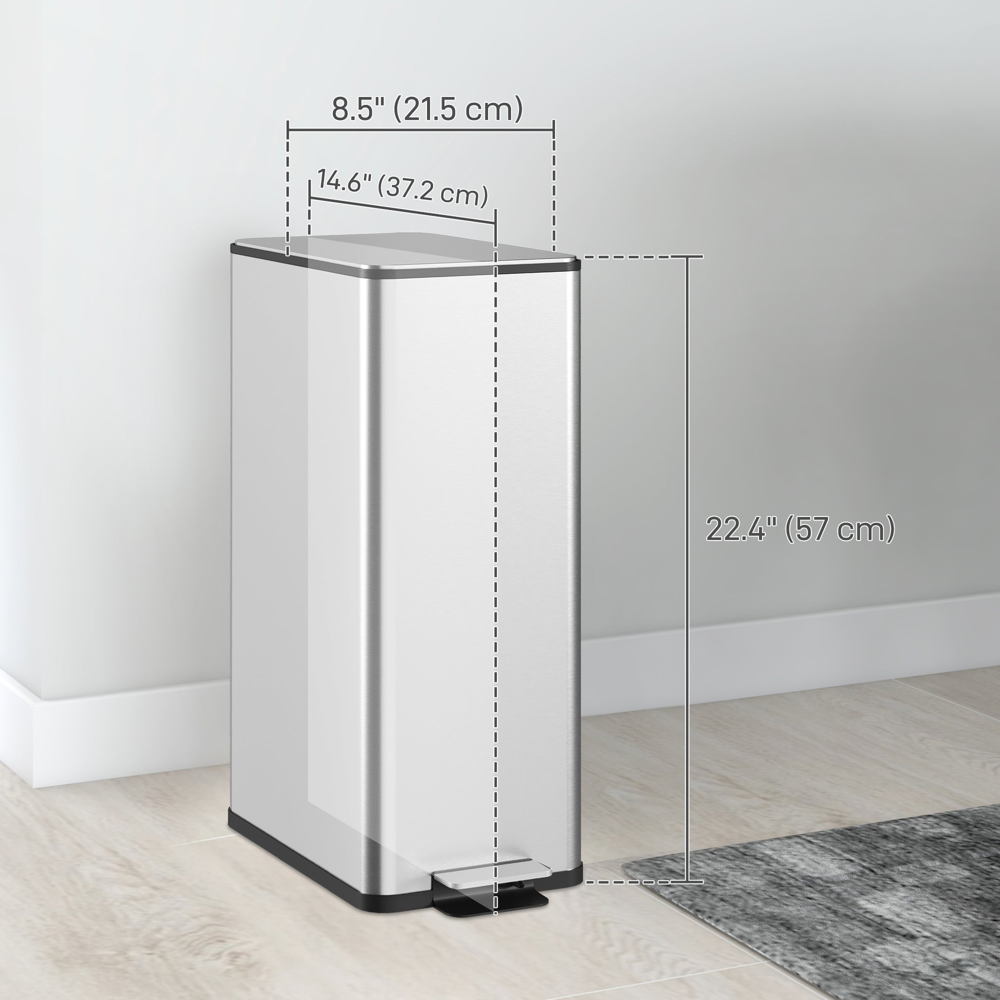 5.3 Gallon Stainless Steel Kitchen Garbage Can with Soft-close Lid, Foot Pedal, Fingerprint-Proof, Silver