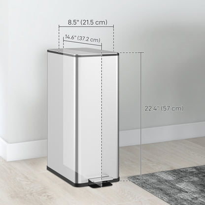5.3 Gallon Stainless Steel Kitchen Garbage Can with Soft-close Lid, Foot Pedal, Fingerprint-Proof, Silver