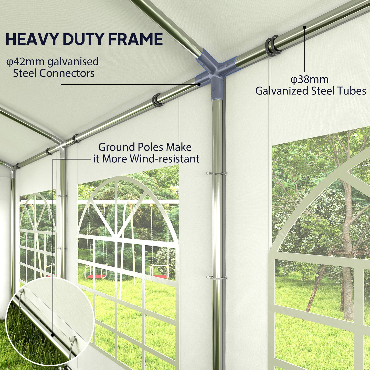 19.6' x 26' Heavy Duty Party Tent and Carport, Outdoor Canopy Tent with Removable Sidewalls, 8 Windows and Vents