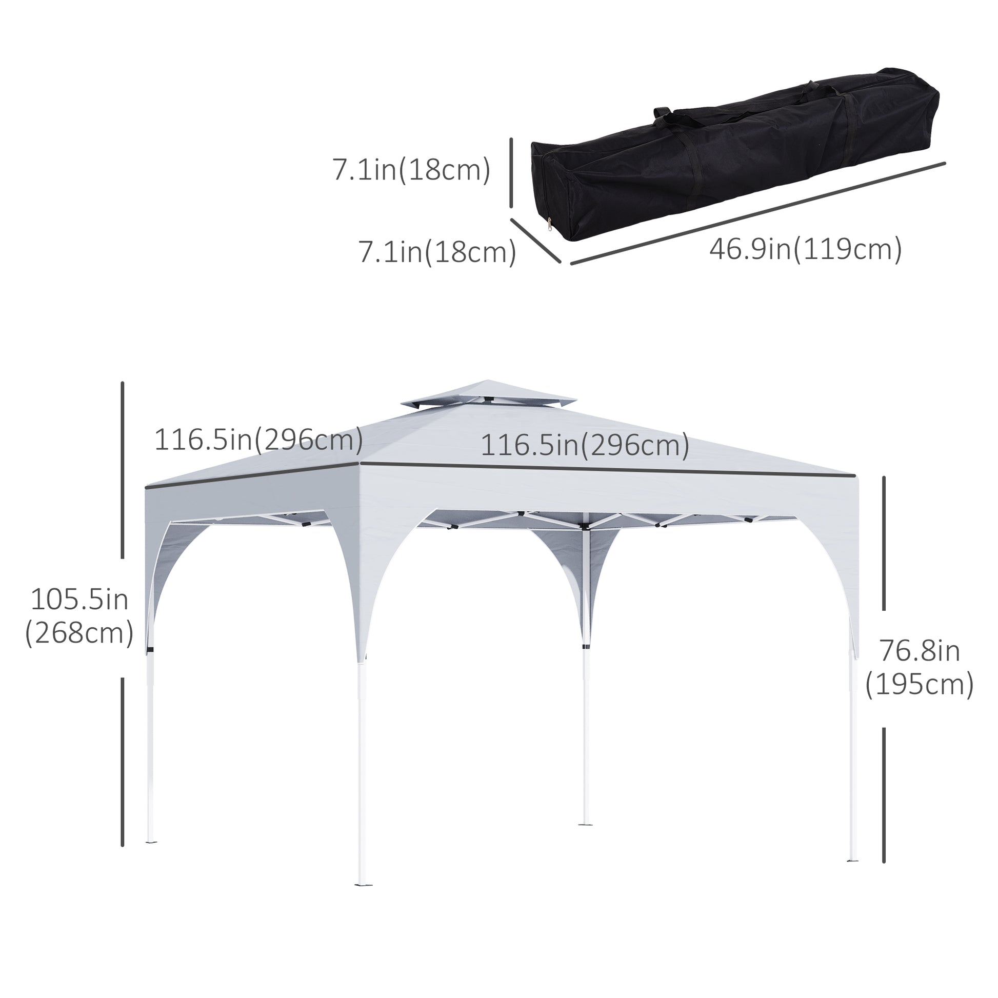 10'x10' Pop Up Canopy, Easy Set Up Party Tent with 2 Tier Vented Roof and Carrying Bag for Outdoor, Garden, Camping, White