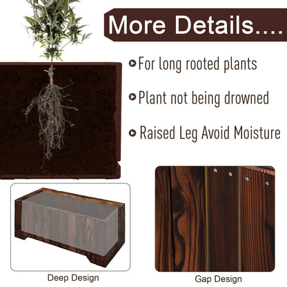 37.5"x15"x15.75" Raised Garden Bed, Wooden Planters for Outdoor Plants, Rectangle Vegetable Planter Box for Patio Deck Balcony Outdoor Gardening