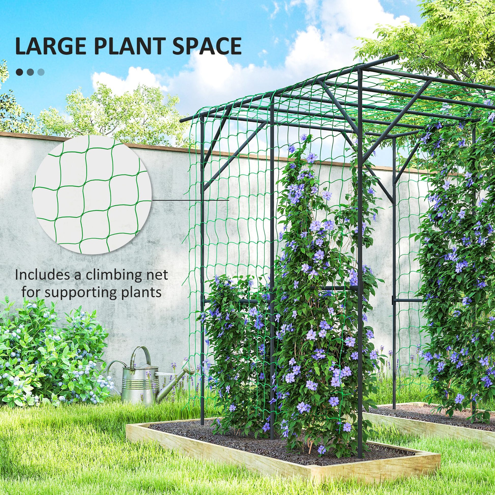 Garden Arch Trellis, 6.4FT Tall Metal Plant Support Trellis Archway with Climbing Net for Climbing Plants
